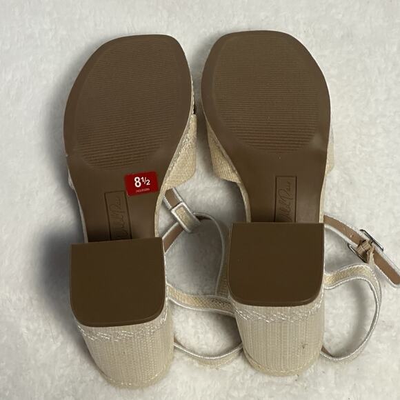 Wild pair Harperr White Linen Strap Sandals Cork Heel 8.5 NEW - Picture 12 of 15